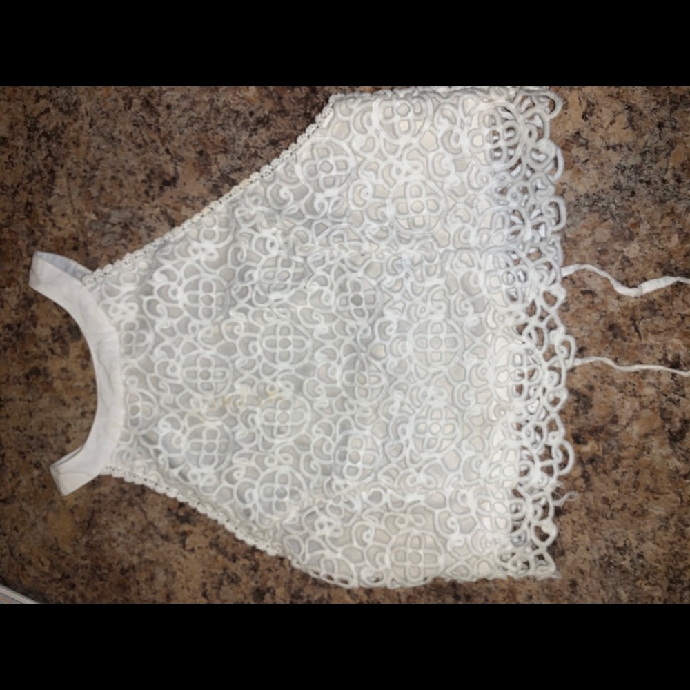 White halter crop top
